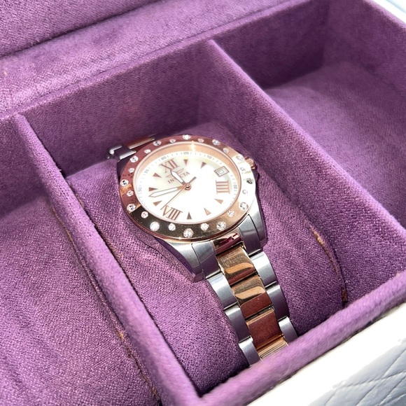 Invicta Accessories - Invicta Women's Two Tone Swarovski Crystal Accented Mother of Pearl Dial Watch